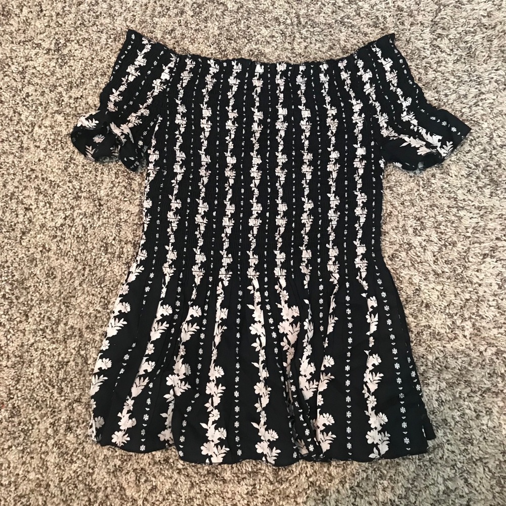 off the shoulder flowery blouse